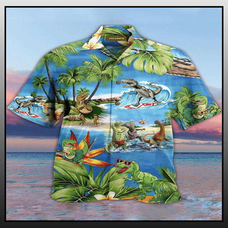 Dinosaur Coconut tree hawaiian shirt - LIMITED EDITION 3 4 Dinosaur Coconut tree hawaiian shirt 1 1