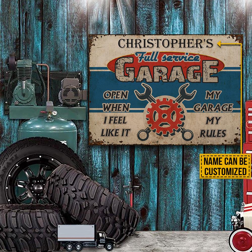 Mechanic Full Service Garace Custom Name Metal Signs