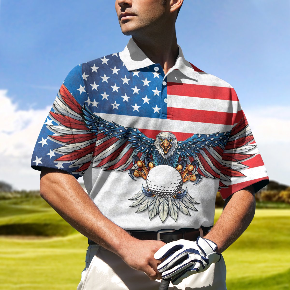 Golf American Flag Eagle Wings Polo Shirt - LIMITED EDITION 4 5 Golf American Flag Eagle Wings Polo Shirt 4