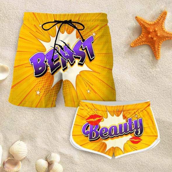 Beast beauty Men Hawaiian Short and Women Board Short