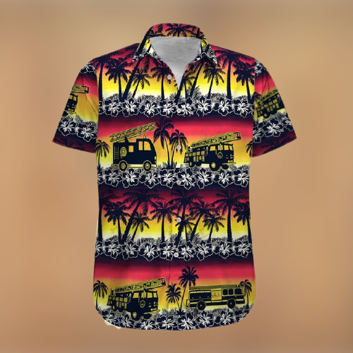 Fire Truck Hibicus Hawaiian Shirt removebg preview 1