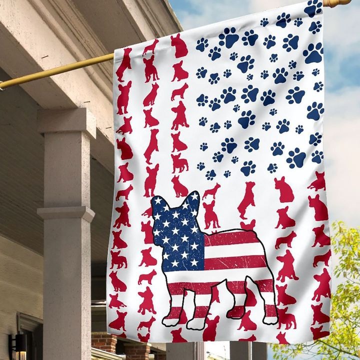 Frenchie American house flag and garden flag