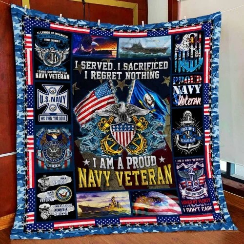 US American I am a proud Navi veteran quilt