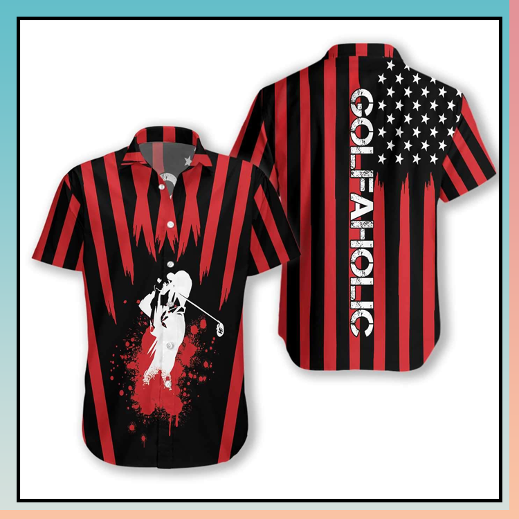 Golfaholic American Flag Hawaiian Shirt - LIMITED EDITION 1 Golfaholic American Flag Hawaiian Shirt