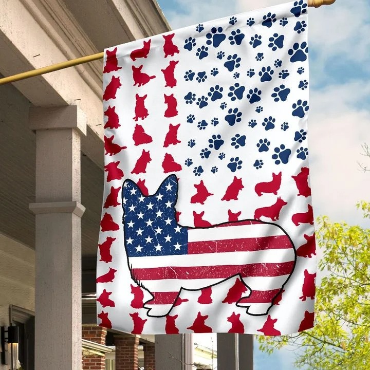 Corgi Amercian house flag and garden flag 10 Corgi Amercian house flag and garden flag