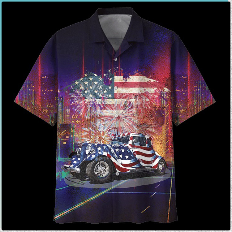 American flag Fire Work Hot Rod Hawaiian Shirt 4 American flag Fire Work Hot Rod Hawaiian Shirt1
