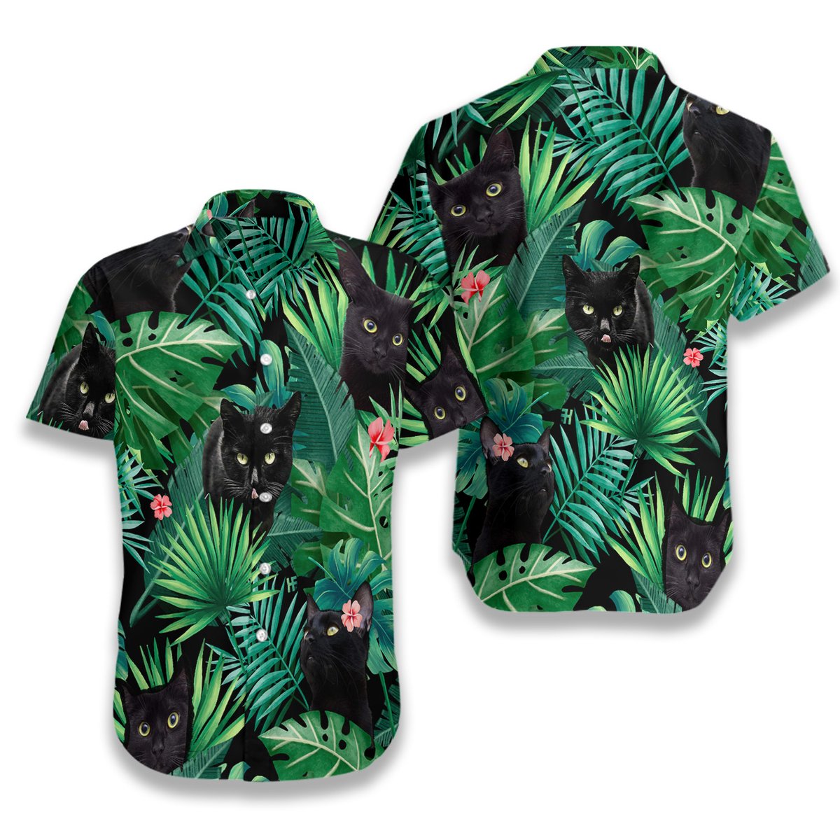 Tropical Black Cat Hawaiian Shirt 3 Tropical Black Cat Hawaiian Shirt2 2