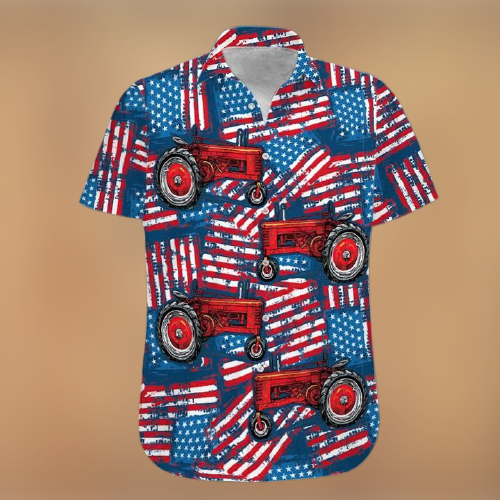 American Flag Red Tractor Hawaiian Shirt And Short 11 American Flag Red Tractor Hawaiian Shirt 1 removebg preview