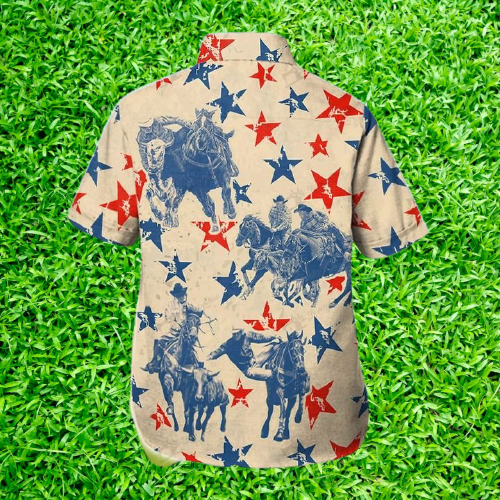 America Steer Wrestling Hawaiian Shirt And Shorts 2 America Steer Wrestling Hawaiian Shirt 1 removebg preview
