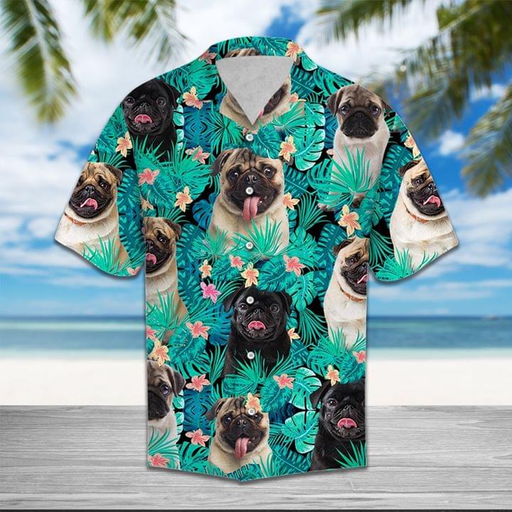 Pug-dog-Tropical-Hawaiian-Shirt
