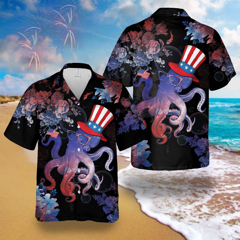 Octopus 4th july Short Sleeve Hawaiian Shirt 11 Octopus 4th july Short Sleeve Hawaiian Shirt