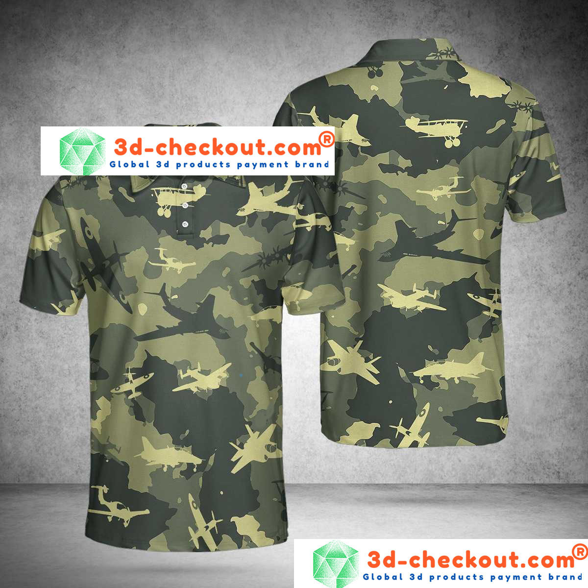 Aircraft camo polo shirt