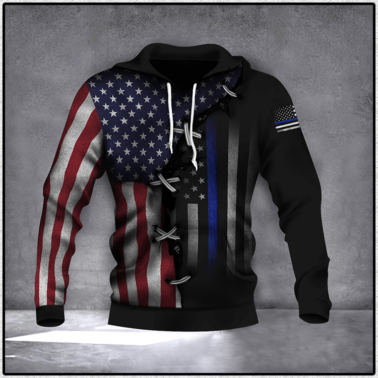 American Thin Blue Line And American US Flag 3d over print hoodie 9 American Thin Blue Line And American US Flag 3d over print hoodie1