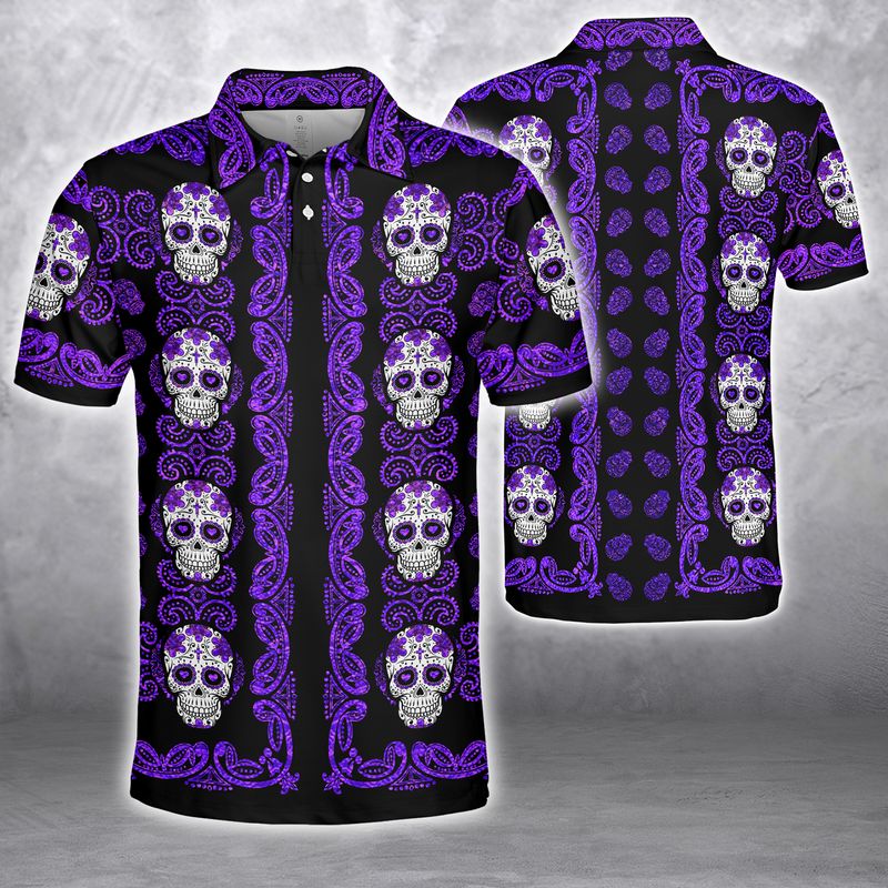 Sugar Skull Pattern Polo shirt 2 Sugar Skull Pattern Premium Polo Shit 1