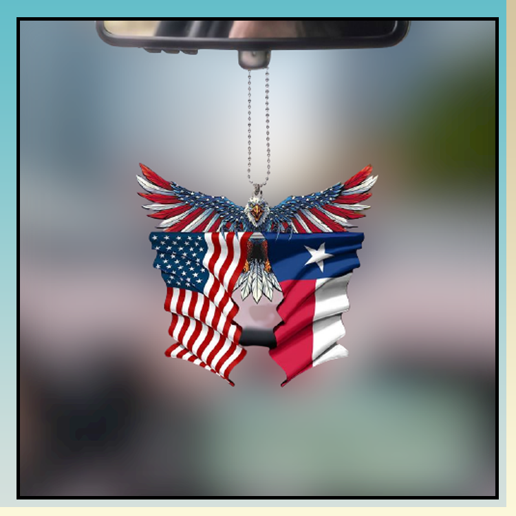 Texas United States American Eagle Flag car hanging ornament - LIMITED EDITION 3 7.3 1