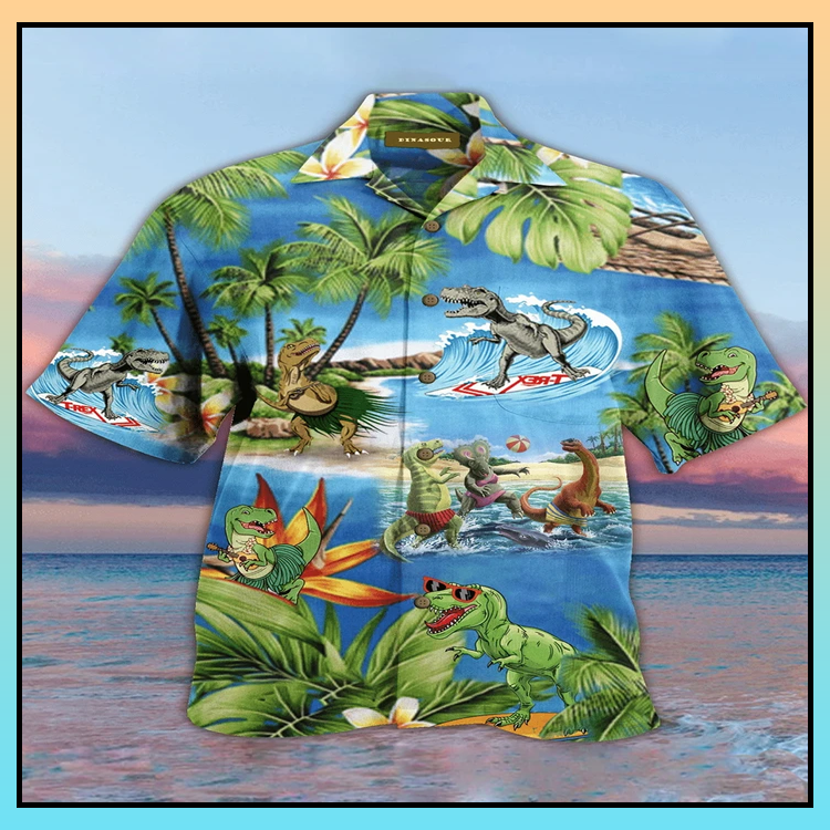 Dinosaur Coconut tree hawaiian shirt - LIMITED EDITION 6 4 Dinosaur Coconut tree hawaiian shirt 2 1