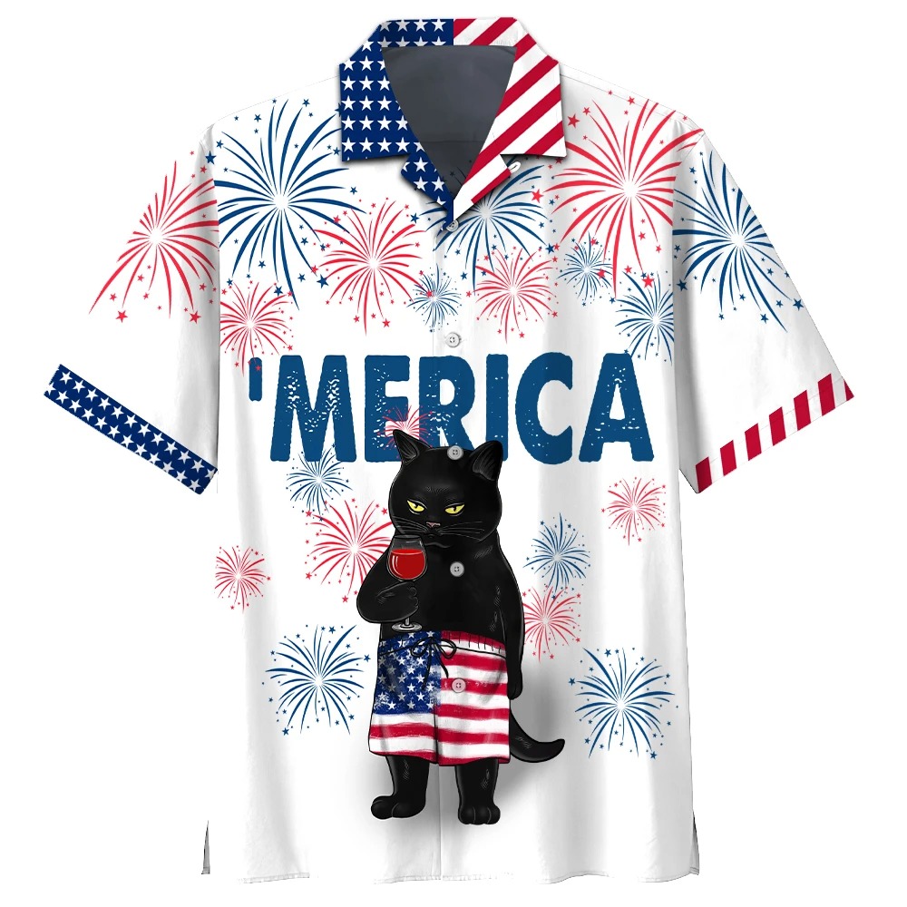 American Black Cat Drink Wine Coffee Famille Hawaiian Shirt And Short 10 American Black Cat Drink Wine Coffee Famille Hawaiian Shirt