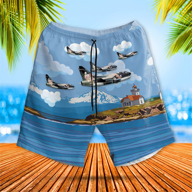 USAF Puerto Rico Air National Guard Hawaiian Shirt And Short 4 USAF Puerto Rico Air National Guard 198th Tactical Fighter Squadron A 7D Corsair II Hawaiian Shirt2