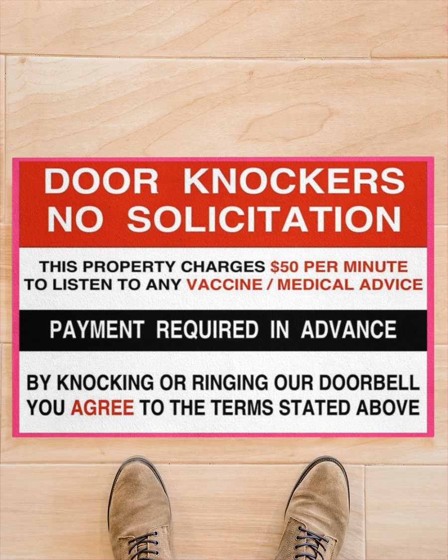 Door knockers no solicitation payment required in advance doormat 1