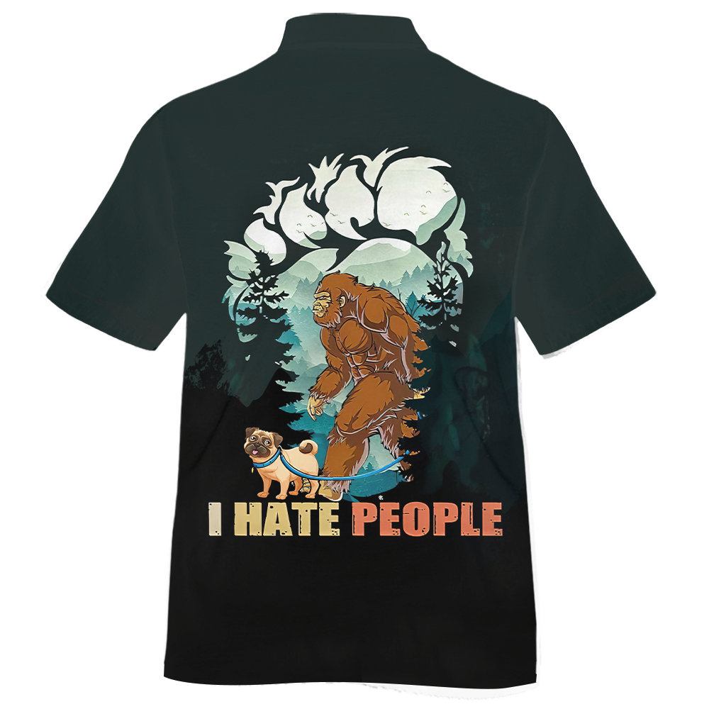 Bigfoot And Pug I Hate People Hawaiian Shirt And Short 3 Bigfoot And Pug I Hate People Hawaiian Shirt And Short1