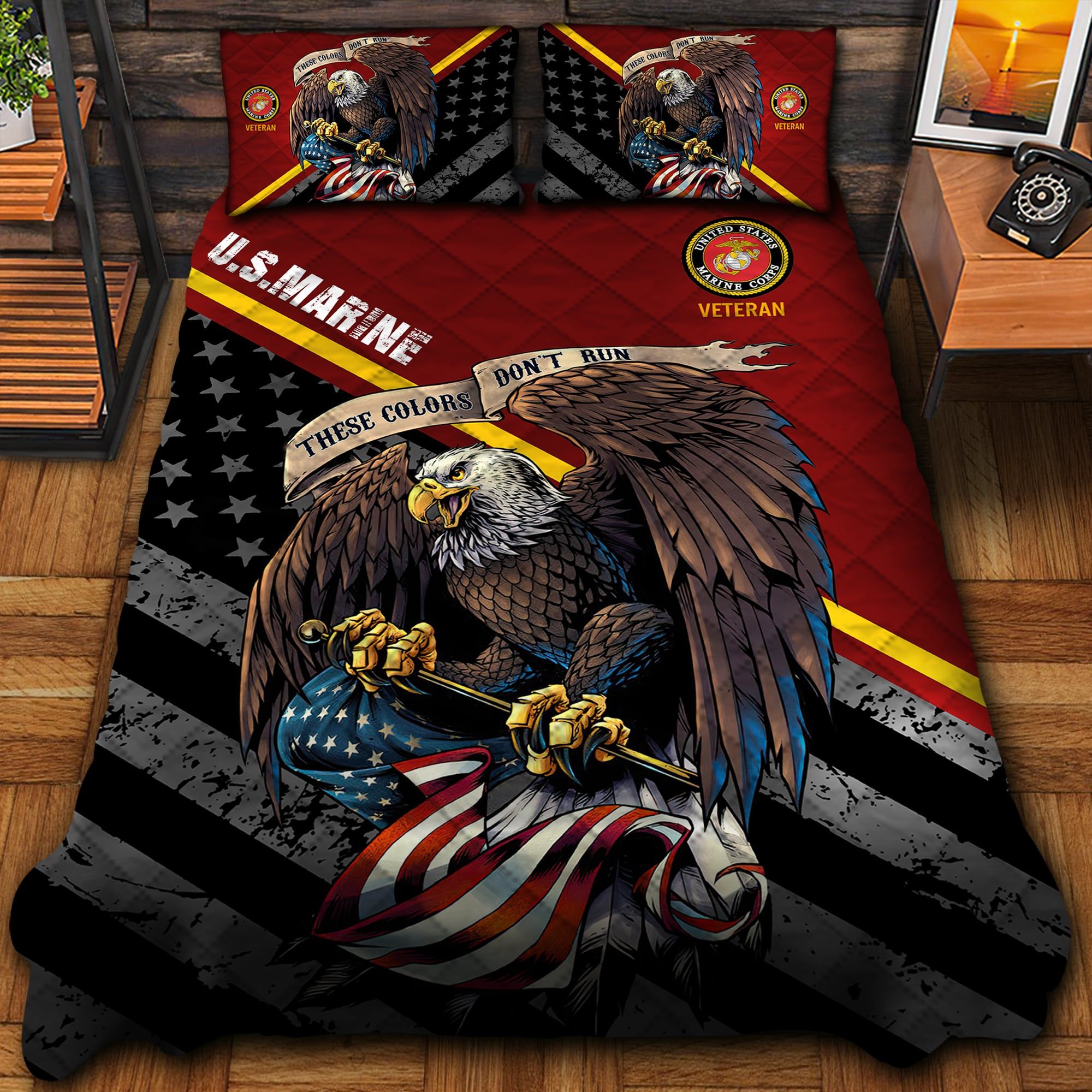 Eagle U.S Marine Veteran Veteran Force All Gave Some Some Gave All Bedding Set