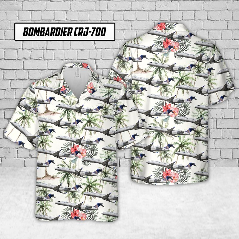 12 United Express Bombardier Hawaiian Shirt 1