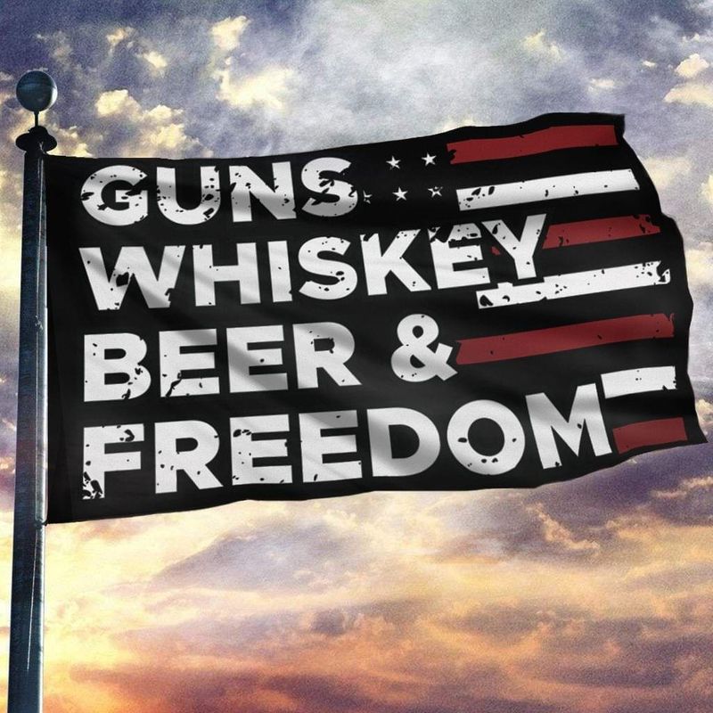 American Guns Whiskey Beer And Freedom Flag 1