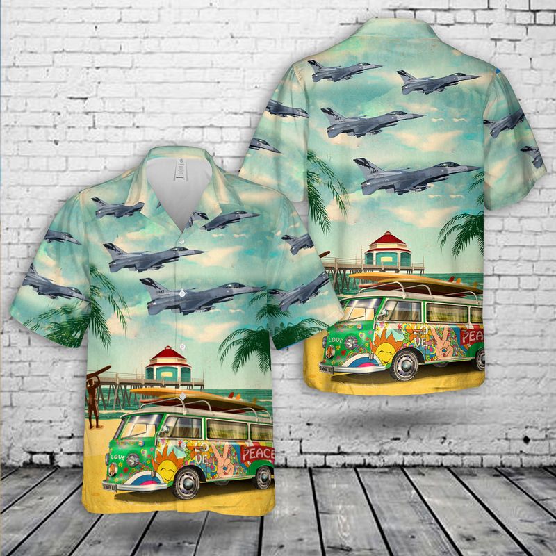 California Air National Guard 194th Fighter Squadron General Dynamics F16C Block 25D Fighting Falcon Hawaiian Shirt