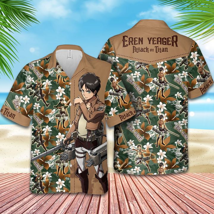 15 Eren Yeager Attack on Titan Hawaiian shirt 1