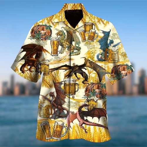 Dragons drinking beer hawaiian shirt 4
