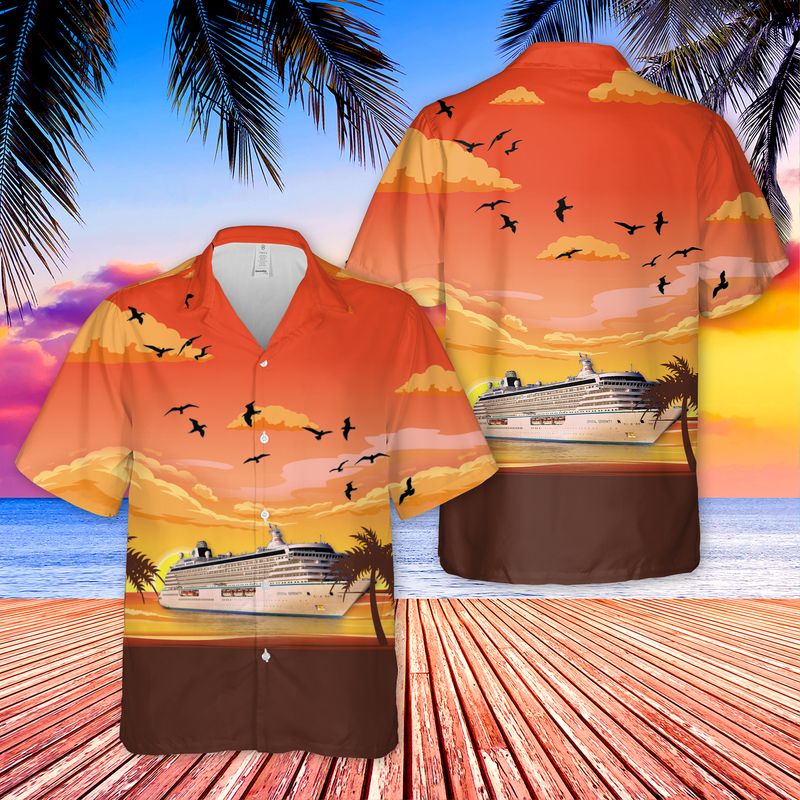 24 Crystal Cruises Ship Cristal Serenity Hawaiian Shirt And Short 1