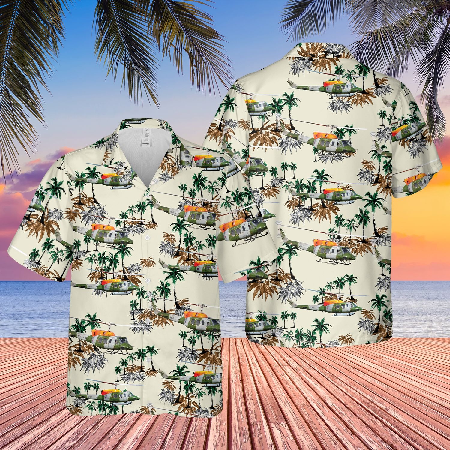 British Army Bell 212 Helicoter Hawaiian Shirt