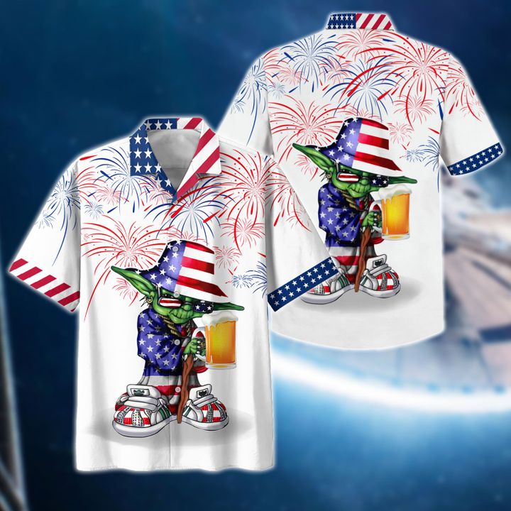 30 Yoda with beer america Hawaiian shirt 1