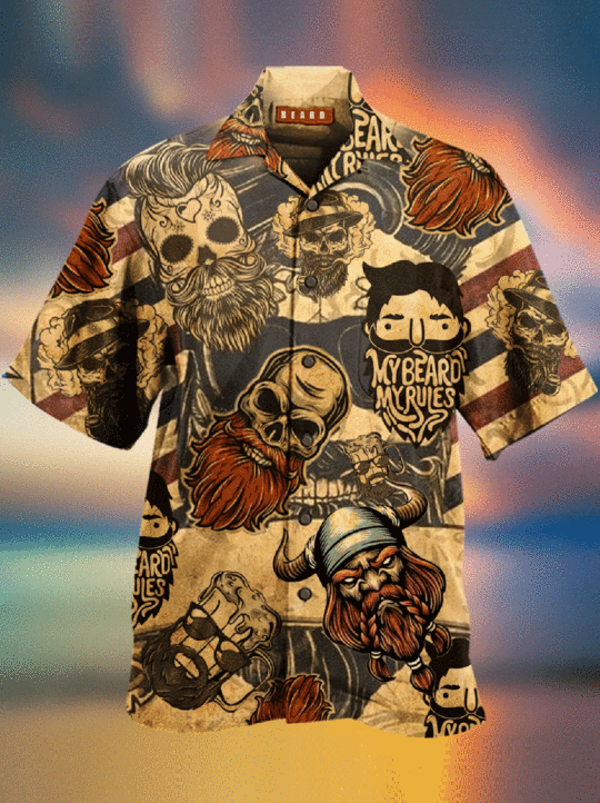My Beard My Rules Skull Hawaiian Shirt 3 My Beard My Rules Skull Shirt1