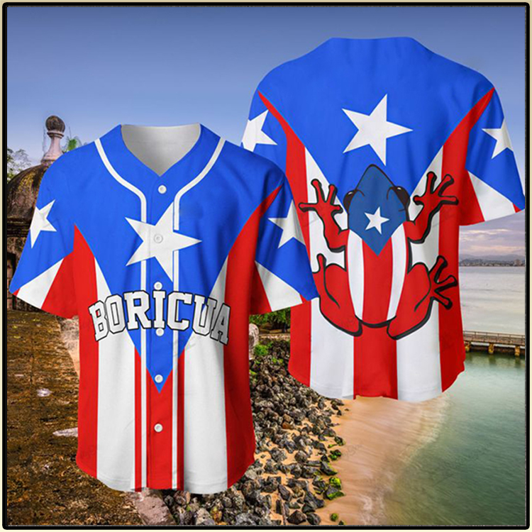 American Flag Frog Boricua Baseball Shirt3 1