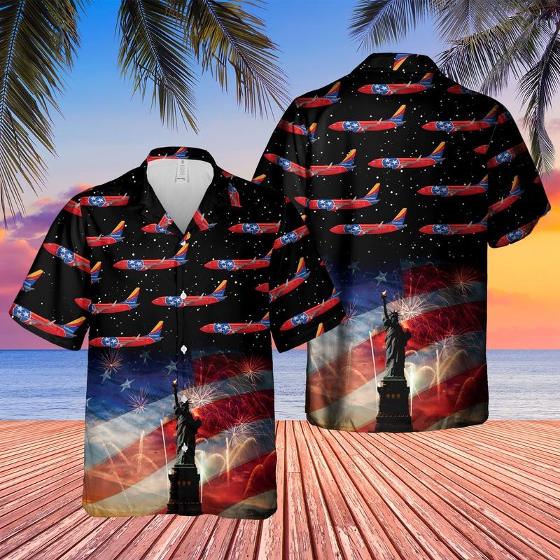 US Airlines 3 Tennessee Boeing 737 7H4 4th of July Hawaiian Shirt 1