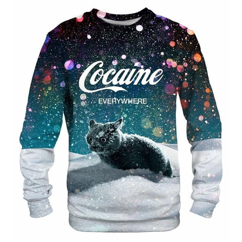 Black Cat Cocaine Everywhere Long Sleeve Shirt