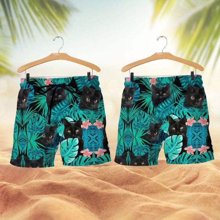 Black Cat Hawaiian Shirt And Short 4 Black Cat Hawaiian Shirt And Short2