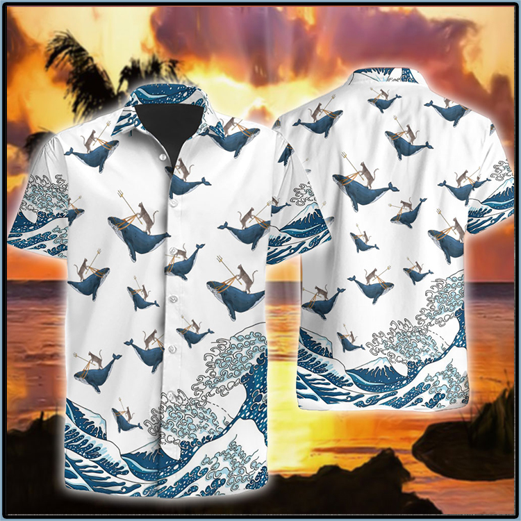 Cat Riding Whale Funny Hawaiian Shirt 3 Cat Riding Whale Funny Hawaiian Shirt1