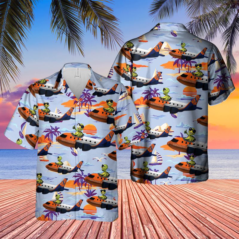 1 Sun Country Airlines Turtle On Boeing Hawaiian Shirt 1