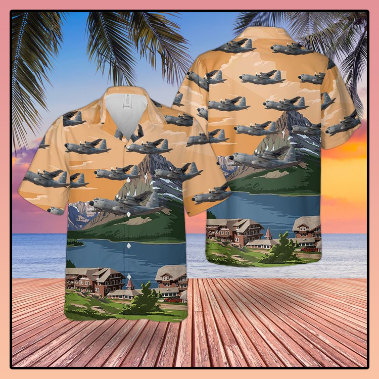 US Air Force Montana Air National Guard Lockheed C 130H Hercules Hawaiian Shirt 4 US Air Force Montana Air National Guard Lockheed C 130H Hercules Hawaiian Shirt3