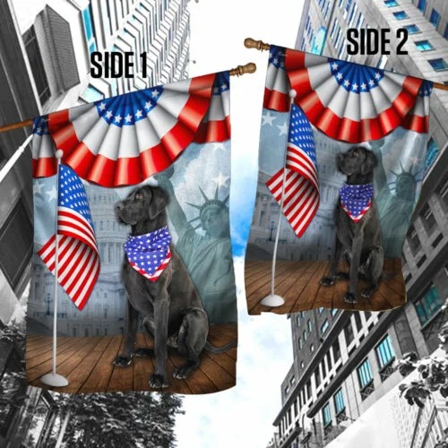Black Labrador Retriever 4th Of July Independence Day Flag