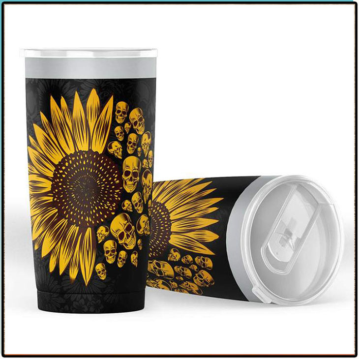 Sunflower Skulls Steel Tumbler 3 Sunflower Skulls Steel Tumbler 2