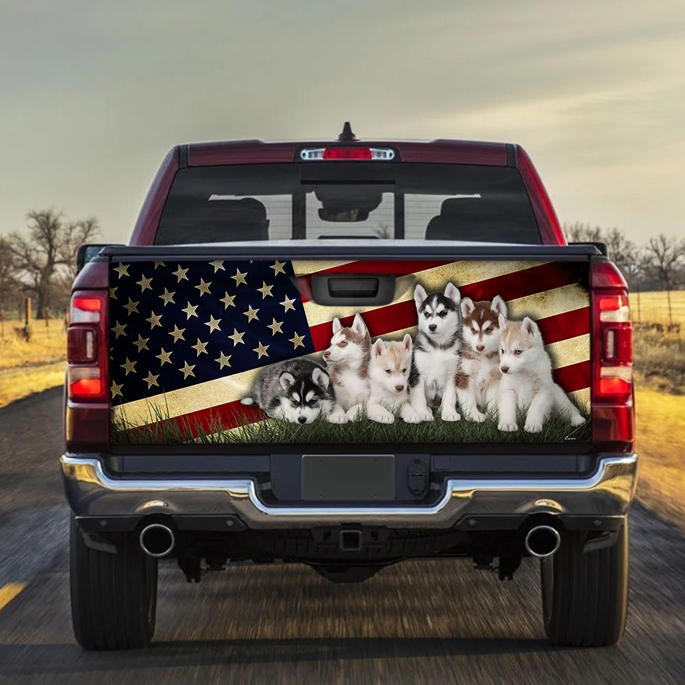 Husky American flag Truck Tailgate Decal