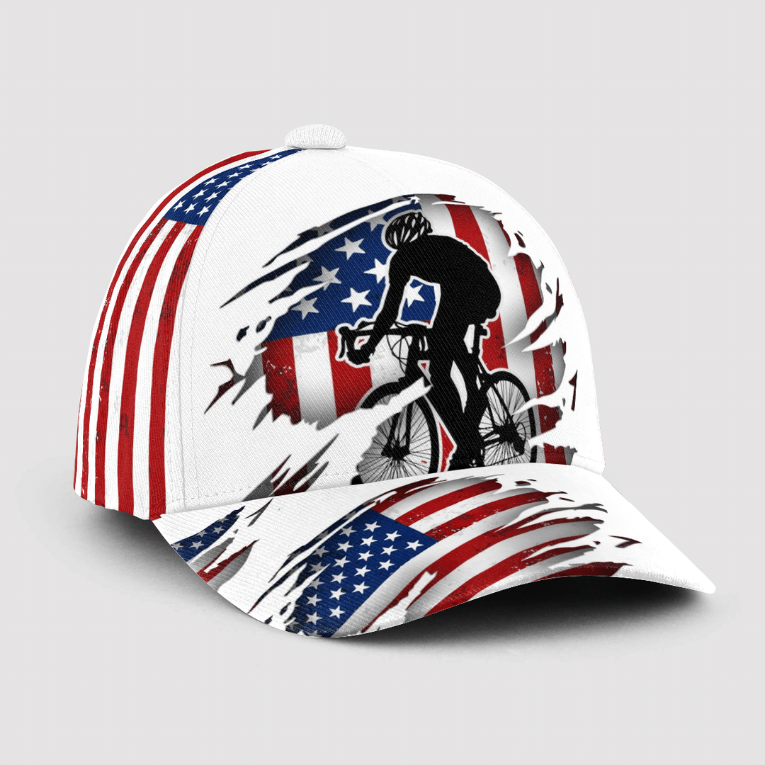 Cycling Man American Flag Pattern Cap
