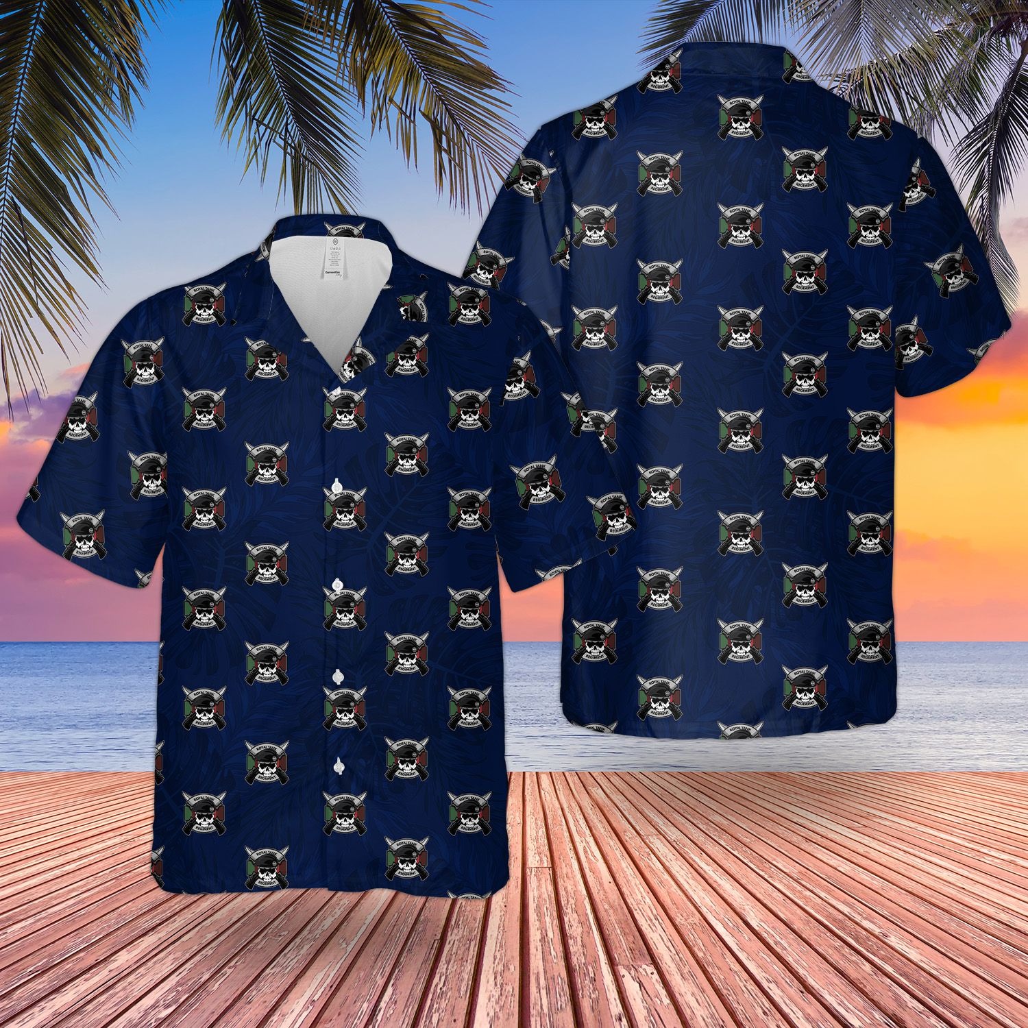 British Army Royal Tank Regiment Skull Hawaiian Shirt 1 British Army Royal Tank Regiment Skull Hawaiian Shirt