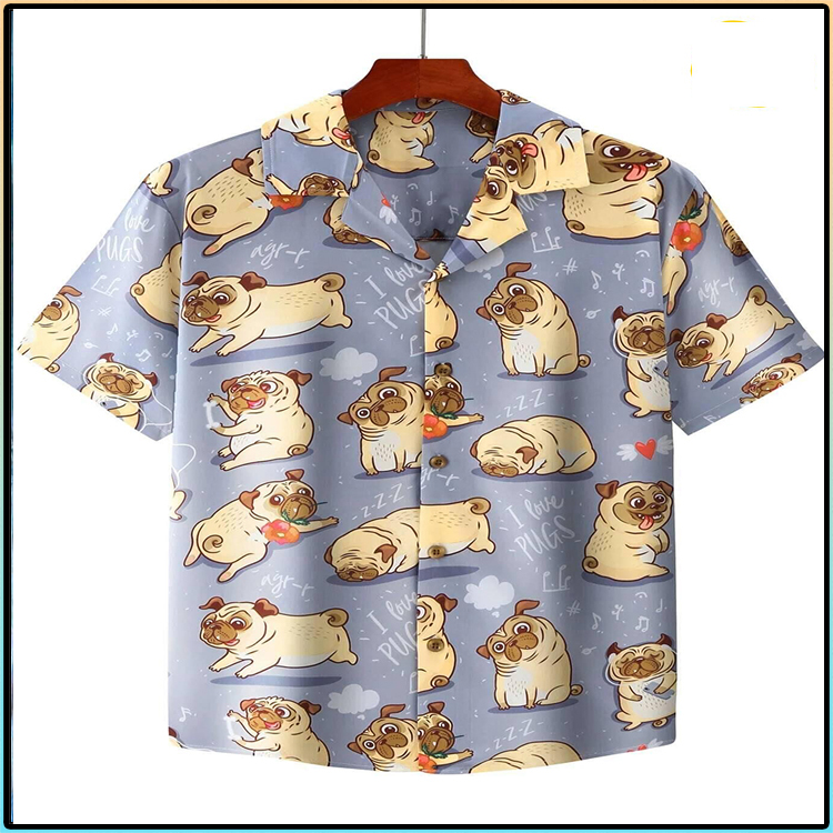 I Love Pugs Cute Hawaiian Hawaii Shirt3 1