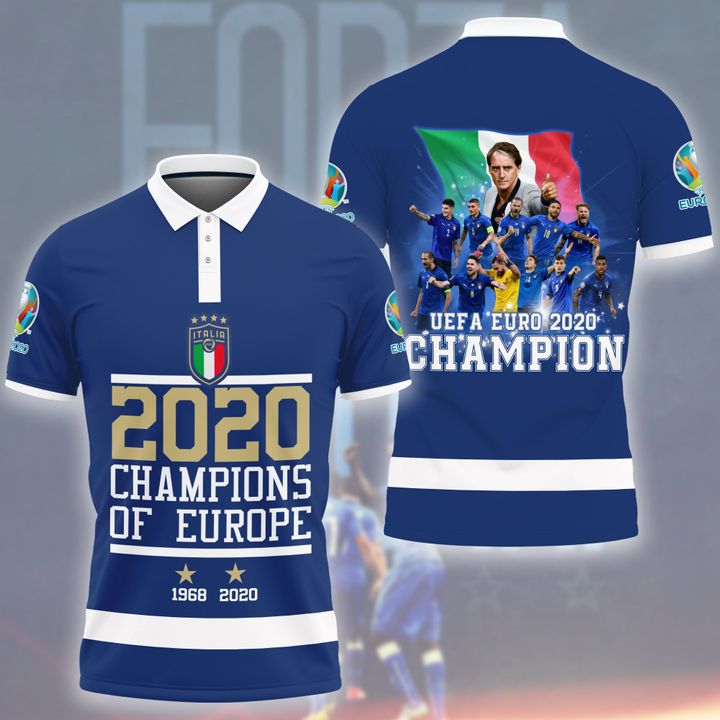 3 Italia 2020 Champion Of Europe Polo Shirt 1