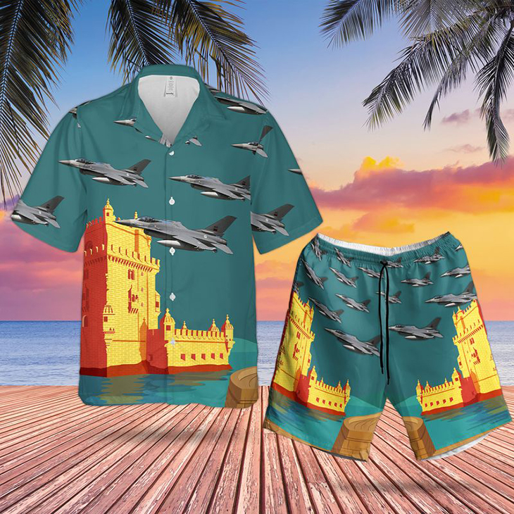 Portuguese Air Force F-16 Fighting Falcon Hawaiian Shirt And Short 3 Portuguese Air Force F 16 Fighting Falcon Hawaiian Shirt1