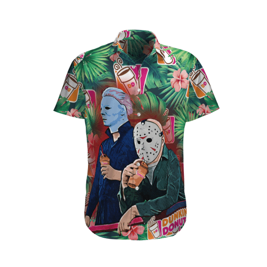 Jason Voorhees and Michael myers Dunkin Donut hawaiian shirt 5 26 Jason Voorhees and Michael myers Dunkin Donut hawaiian shirt 1.pngSVGD